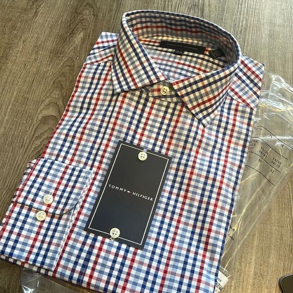 Tommy Hilfiger Multi-Check Dress Shirt-BLUE MULTI-15.5-32/33 - Picture 2 of 3